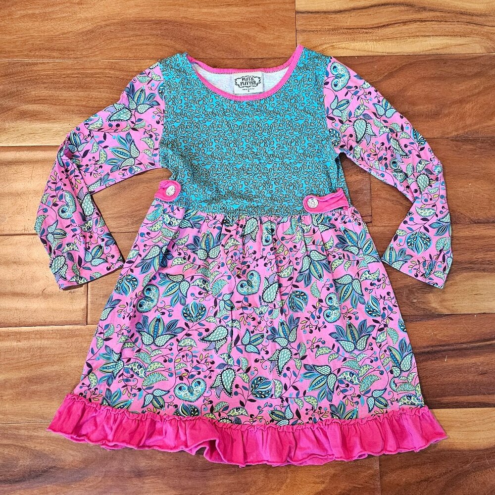 Flit & Flitter Floral Dress Pink Blue Size 6 GUC